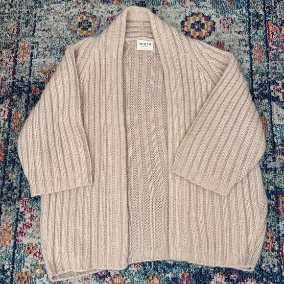 MIRTH Caftans Open Chunky Knit Sweater Baby Alpaca Merino Wool Size S - Picture 1 of 5